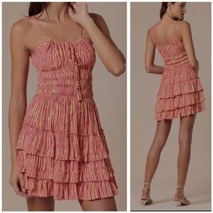 New Lusana Lindi Tierred Fit & Flare Mini Cocktail Party Summer‎ Sun Dress Solar